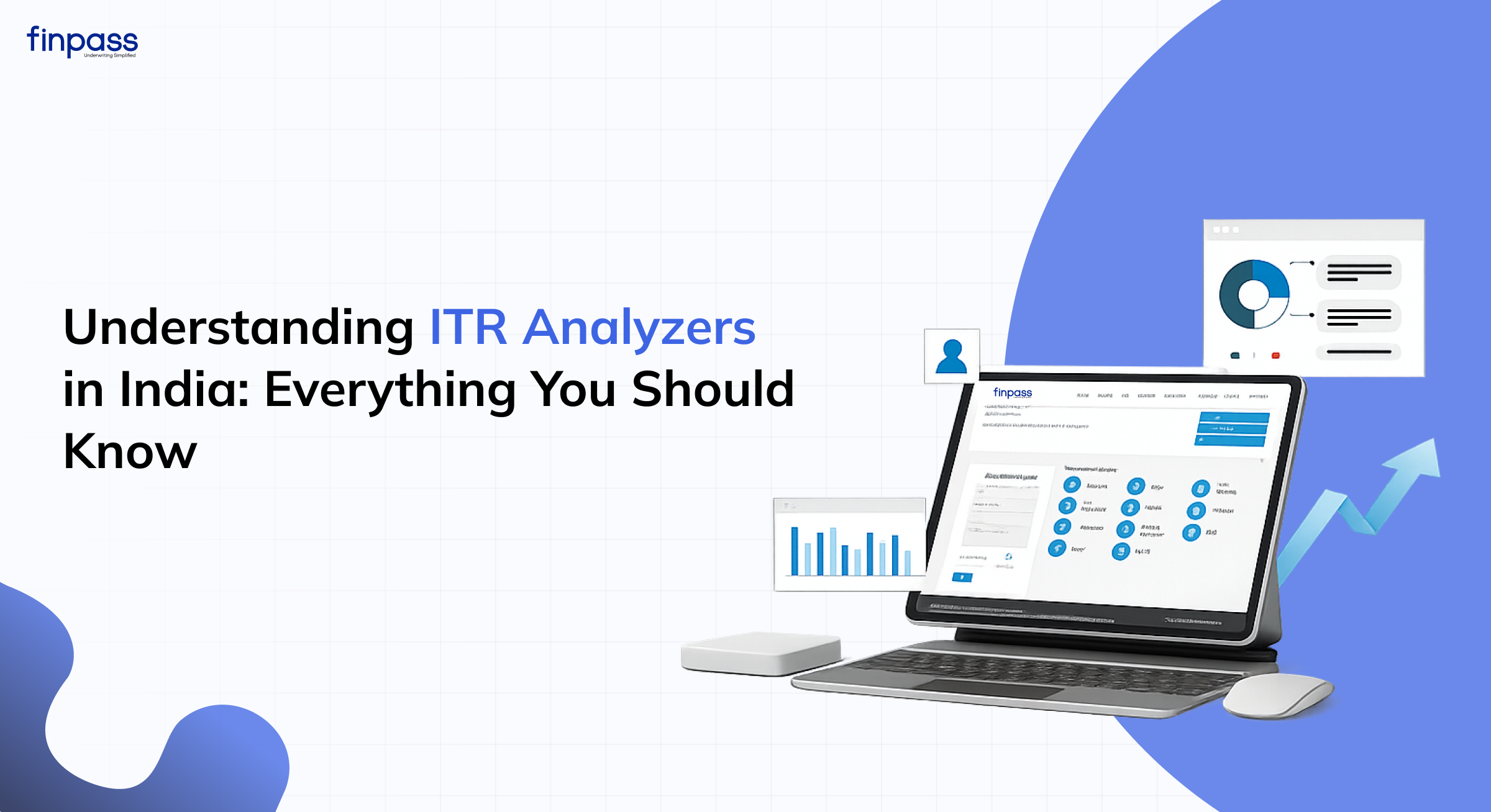 Finpass ITR Analyzer dashboard showing AI-powered income tax return analysis for credit underwriting